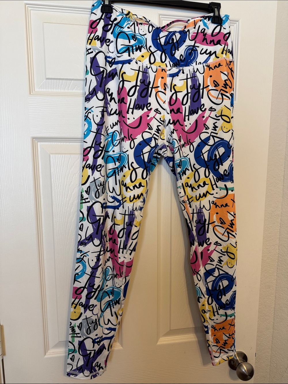 SHEIN White Multicolor Scribble Print Leggings
